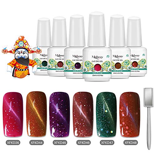 Mobray UV Gel Nail Polish Set, 6 Tiny Bottles 12ml Soak Off Gel Polish Nail Art Accessories Pure Color UV LED Nail Light Lamp (kit 1)