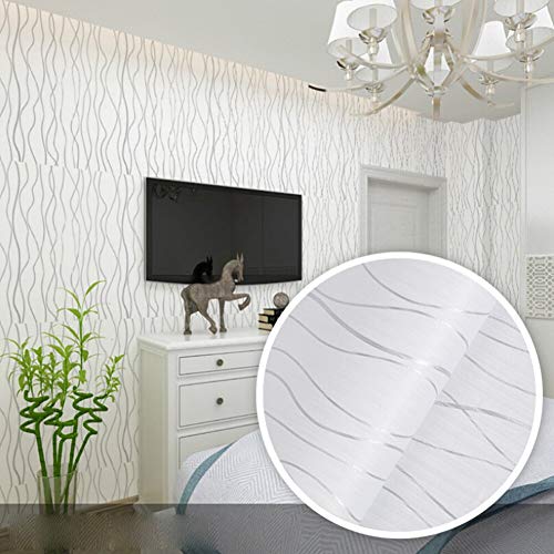 wolpin Wall Stickers Wallpaper (45 x 500 cm), Home Renovation Stripe Living Room, Hall, Office Bedroom Decal Silver, White wolpin Wall Stickers Wallpaper (45 x 500 cm), Home Renovation Stripe Living Room, Hall, Office Bedroom Decal Silver, White