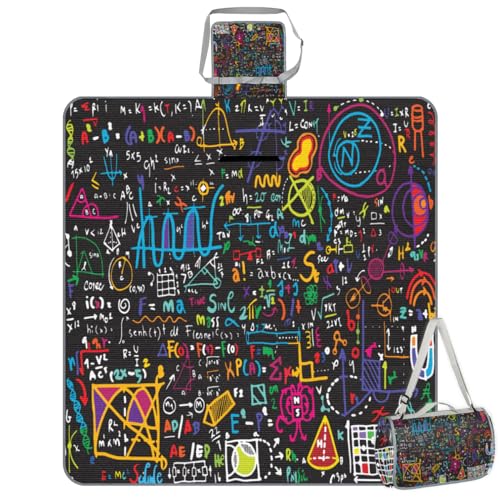 Shimoshe Picnic Blankets 57”x 59”, Educational Physics Math Formulas Prints Waterproof Sandproof Picnic Mat Lightweight Foldable Beach Blanket for Camping Park Grass Beach Outdoor Blanket