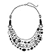 Bocar Newest Multi Layer Chain Crystal Colored Glaze Statement Women Necklace (black)