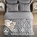 Bedsure Queen Comforter Set Grey - Bed in a Bag Queen Size Bedding 7 Pieces, GentleSoft™ Pintuck Bed Set Gift for Family, Pinch Pleat All Season Comforter with Sheets, Pillowcases & Shams