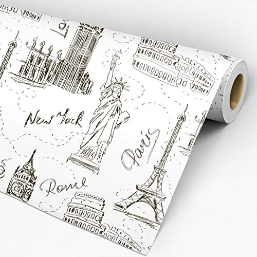 Papel De Parede Adesivo Volta Ao Mundo New York London Paris