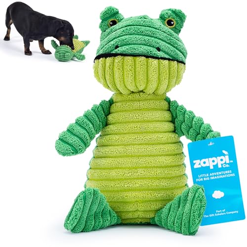 Green Frog Plush Dog Toy with Squeaker – Soft, ribbed fabric for interactive play. A great choice for small and medium dogs’ playtime with squeaky toys.