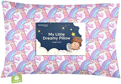 Toddler Pillow with Pillowcase - 13x18 My Little Dreamy Pillow, Organic Cotton Toddler Pillows for Sleeping, Kids Pillow, Travel Pillows, Mini Pillow, Nursery Pillow, Toddler Bed Pillow (Unicorn)