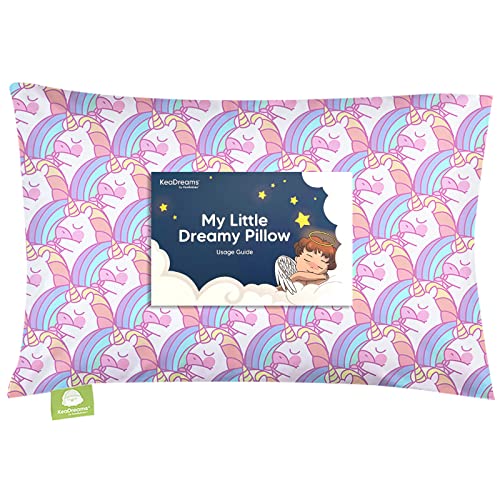 Toddler Pillow With Pillowcase - 13X18 My Little Dreamy Pillow, Organic Cotton Toddler Pillows For Sleeping, Kids Pillow, Travel Pillows, Mini Pillow, Nursery Pillow, Toddler Bed Pillow (Unicorn) #TOP21
