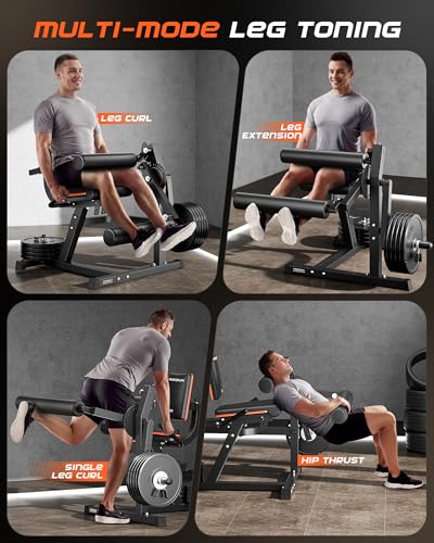 Image of FEIERDUN 4-in-1 Adjustable Leg Extension Curl Machine - 700lbs Capacity Leg Extension Machine for Lower Body Workouts - Adjustable Leg Curl Machine