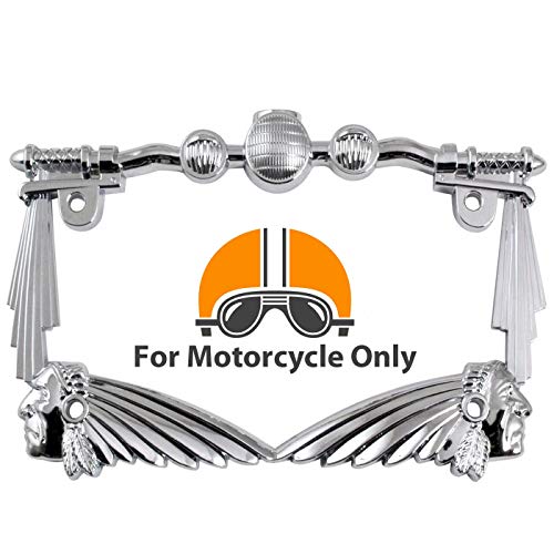 3D Handle Bar Indian Chief Chrome Metal Motorcycle License Plate Frame