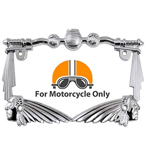 Ekimo 3D Handle Bar Indian Chief Chrome Metal Motorcycle License Plate Frame