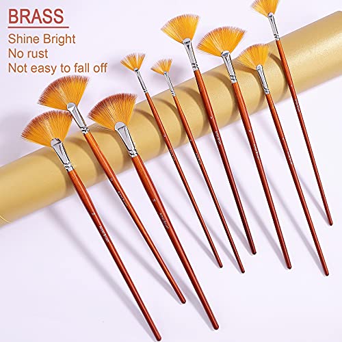 Gacdr Fan Paint Brush Set Of 9 Pcs thumb #2