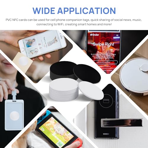 Image of 20 Pcs NFC Tags, Stickers Cards With Adhesive Back, Round Rewritable Cards, 504 Bytes Memory Compatible With NFC Enabled Phones (25mm)