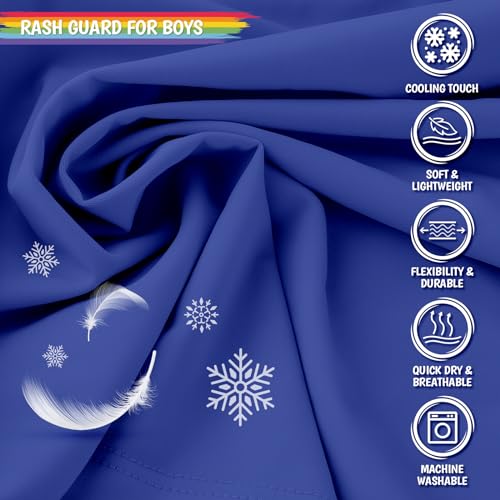 Image of Boy's UPF 50 Rash Guard Swim Shirts Short Sleeve Sun Protection SPF Fishing Surfing Water Beach Shirts Quick Dry