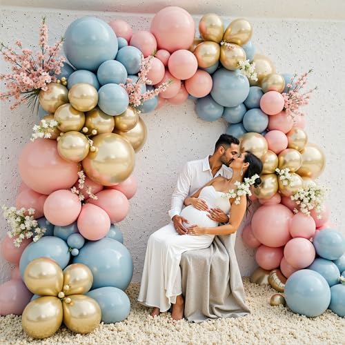 Image of Gender Reveal Balloon Garland Arch Kit,412pcs Pink and Blue balloons 18 12 10 5 Inch for Gender Reveal Decorations Birthday Baby Shower Wedding Bridal