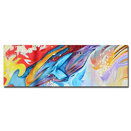 Peinture abstraite colorée 70x210 cm pour grand mur