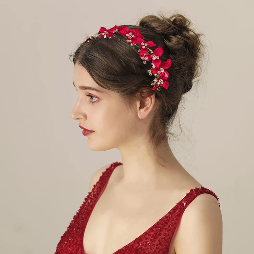 Cerchietto per capelli con strass, elegante cerchietto con ciliegia, accessorio per capelli per donne e ragazze con ciliegie