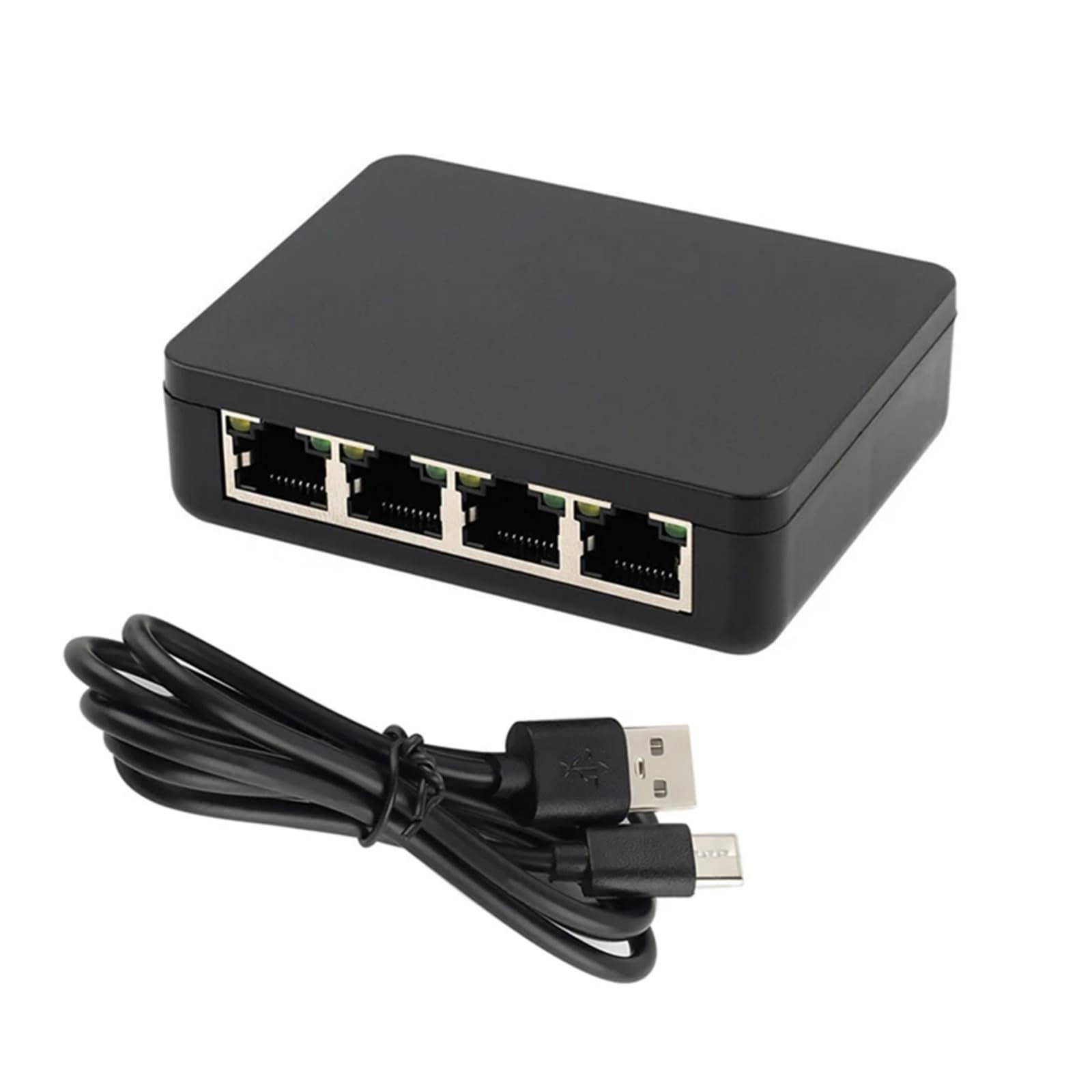 GMBYLBY Ethernet Splitter 1 to 4 Gigabit Networking Hubs 1000Mbps RJ45 Adapter with USB C Power Cable for Computers and Routers