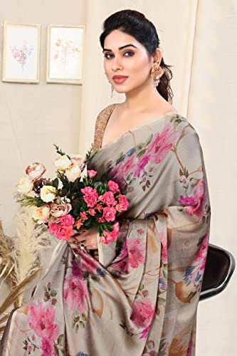 Image of MIRCHI FASHION Women Saree Chiffon Flower Print | Breathable Lightweight Sari for Office and Daily Use with Unstitched Blouse Piece (Available in 30 Styles)