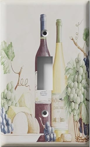 Miniatura 6 de Placa de pared combinada con interruptor de luz decorativa, placa basculante individual de doble interruptor, uvas y vino Combo de palanca