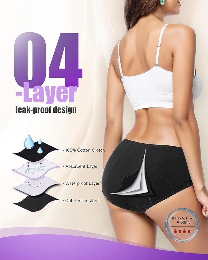 Image of DIVING DEEP Women's Period Panty | Pack of 2 Leakproof Menstrual Underwear | Heavy Flow Protection | Reusable & Washable Period Panties for Women & Teens