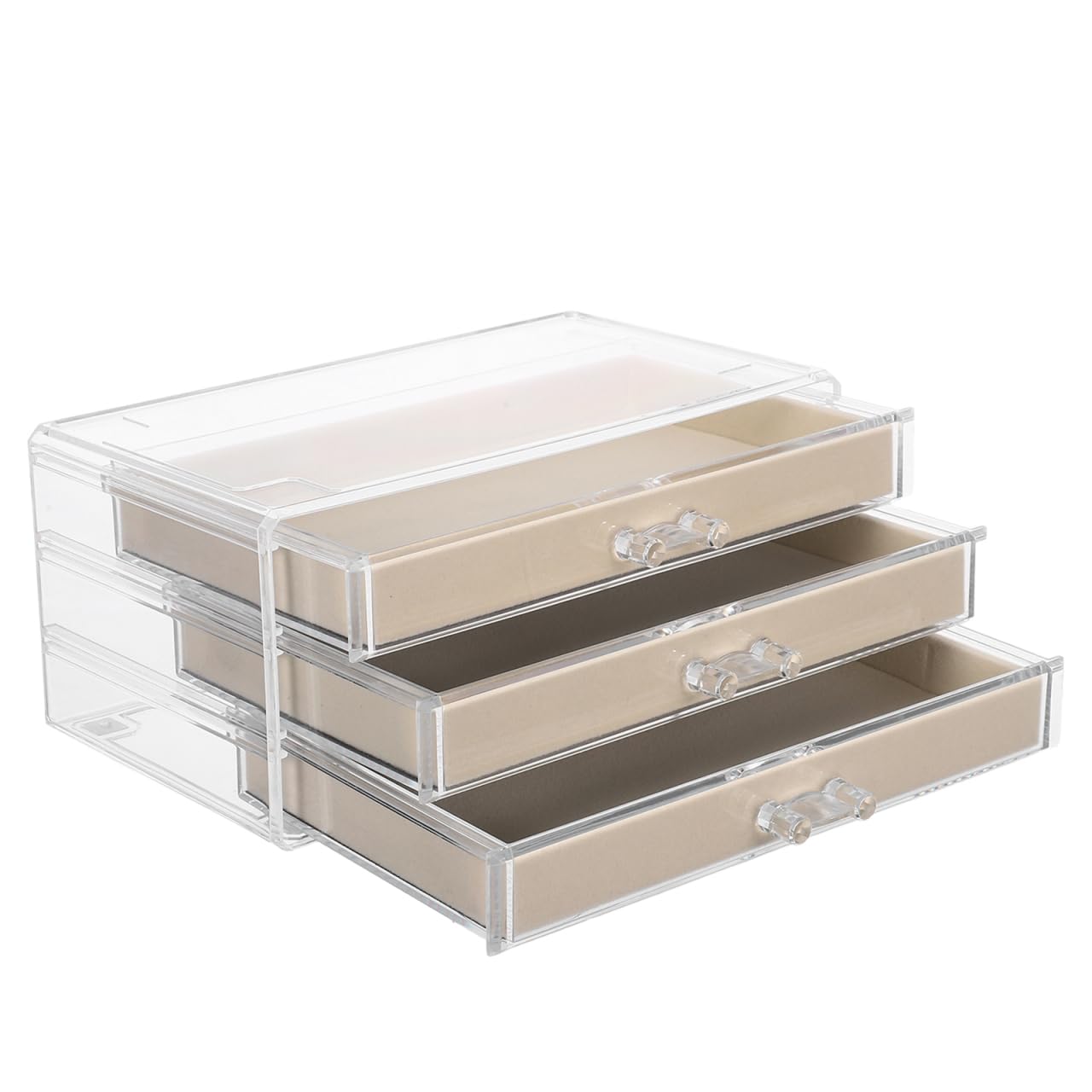 STOBAZA Boîte À Bijoux À Trois Niveaux Avec Tiroirs Transparente Organisateur De Bijoux Compact Pour Colliers Bagues Boucles D'Oreilles Rangement Maison Et Voyage