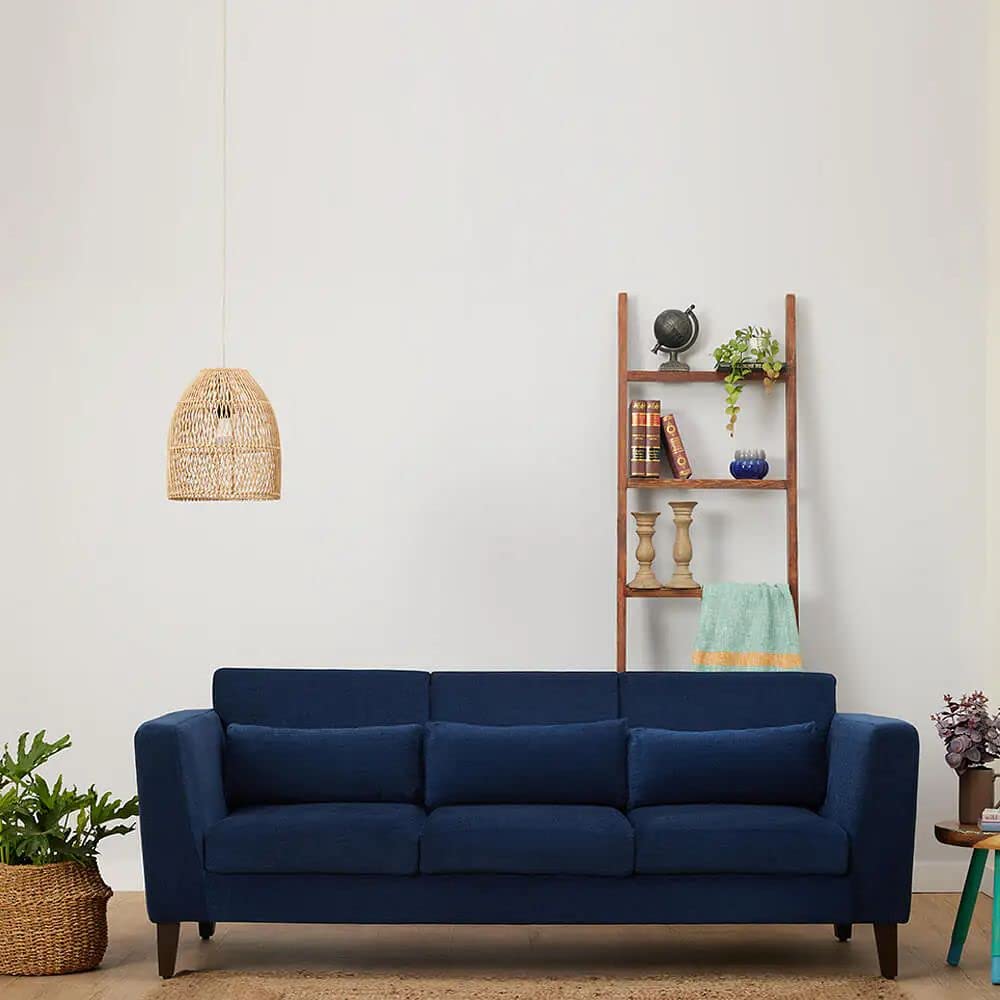 Wakefit Sofa Set | 3 Year Warranty | Sofa 3 Seater, 3 Seater Sofa for Living Room, Wooden Sofa Set, Couch Sofa for Living Room, Sofa for Living Room - SnoozePro(Malphino : Cobalt Blue)