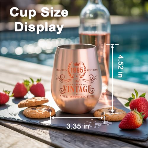 30th Birthday Gifts for Women - 30th Birthday, Vintage 1995 Wine Glass, Funny Cup for Wife, Colleagues & Best Friends