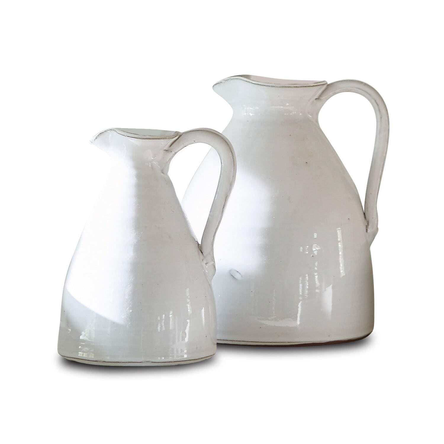 Loberon Vase 2er Set Yarick, weiß | unterschiedliche Größen, handgetöpfert, in Handarbeit lasiert, Blumenvase für Schnittblumen oder Trockenblumen, Terrakotta