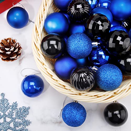 Supzone 36Ct Christmas Balls Ornaments Royal Blue And Black Shatterproof Christmas Tree Decorations Tree Pendants Hanging Decorations For Xmas Halloween Holiday And Party Widgets Decoration 1.6"/4Cm #TOP1