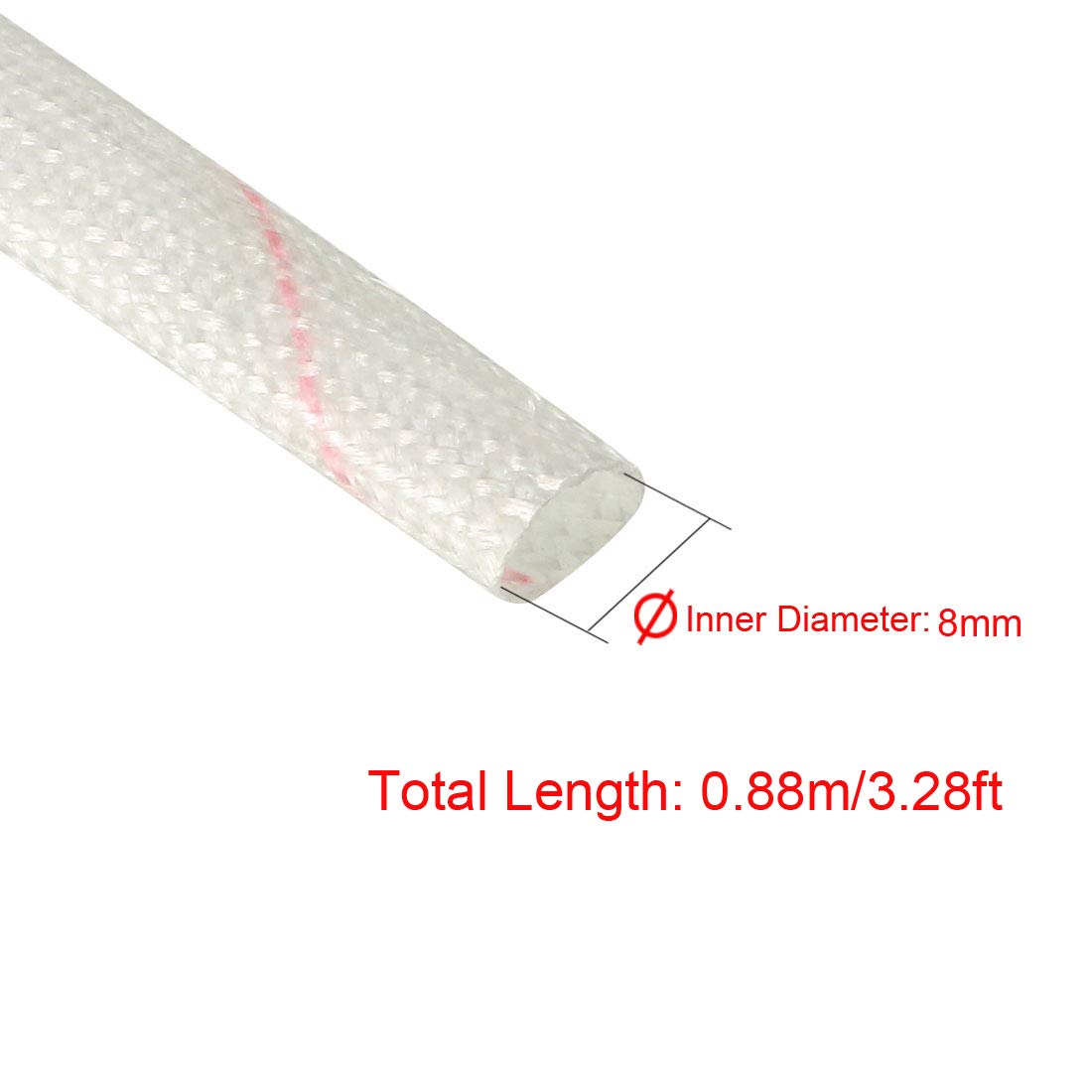 Heat Shield Sleeve - 1mm ID Fiberglass Protection Tube, 2.99ft Length