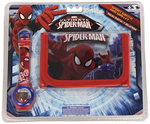 Preisvergleich Produktbild Euroswan 86103 Armband Spiderman Set Brieftasche + Digitaluhr