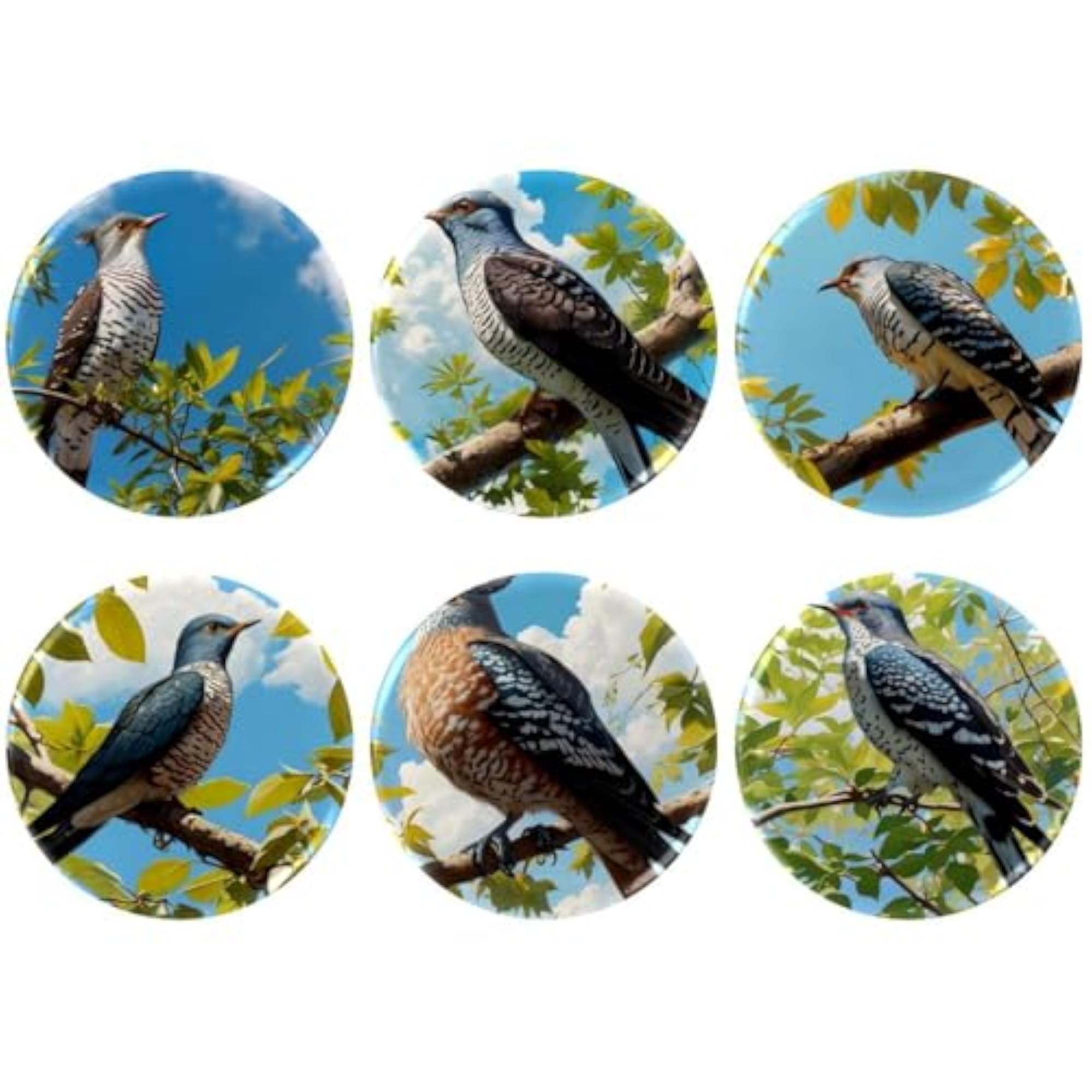Kids' 6-Pack Cute Cuckoo Button Pins, Adorable Brooches