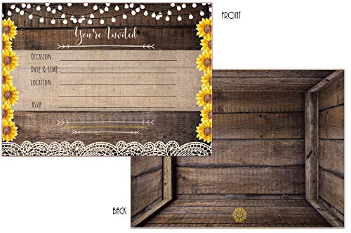 Elcer Country Lace & Sunflower Rustic Invitations All Occasion Fill In Invites For Bridal Shower Wedding Rehearsal Dinner Birthday Party Baby Shower Anniversary Engagement Bachelorette #TOP2