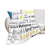 You are My Sunshine Soft Throw Blanket All Season Microplush Thick Warm Blankets Tufted Fuzzy Flanne