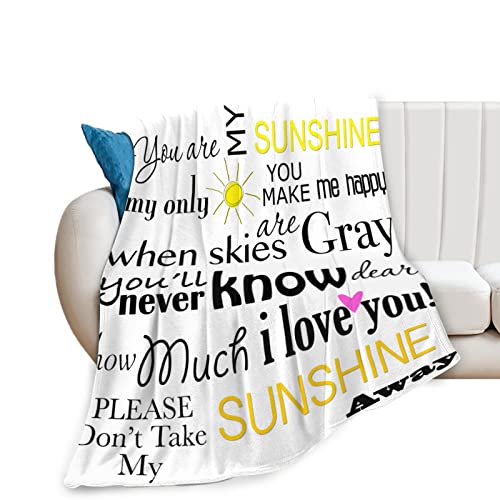 You Are My Sunshine Soft Throw Blanket All Season Microplush Thick Warm Blankets Tufted Fuzzy Flannel Throws Blanket For Bed Sofa Couch 60"X50" #TOP25