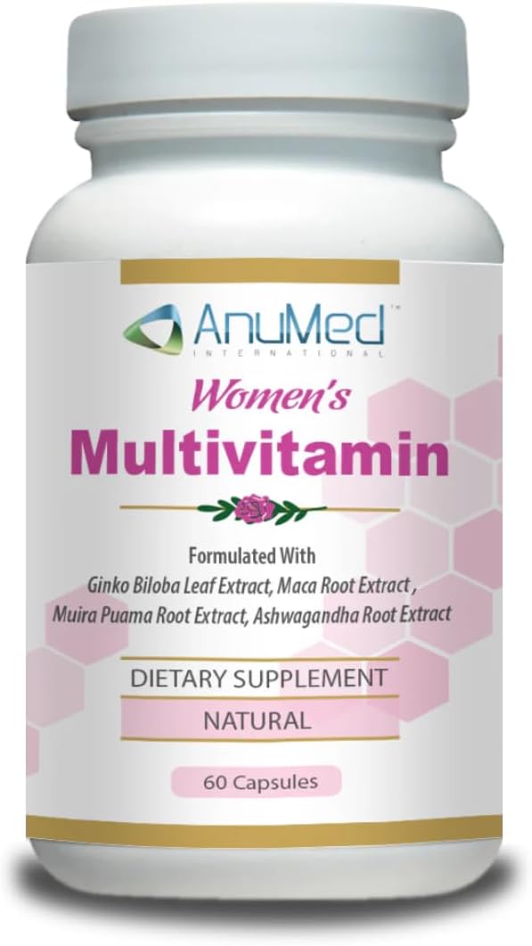 Women’s Multivitamin with Iron, Vitamin D3, Magnesium, B-Complex & Herbal Support – 60 Capsules – Energy, Hormone Balance, Heart Health – AnuMed