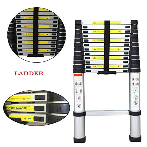Ladders for Home,12.5 FT Aluminum Telescoping Ladder One-Button Retraction Extension Ladder,Collapsible Ladder for Roof Outdoor Work Indoor and Outdoor