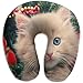 Produktbild U Geformte Hals Kissen,Kitty Fluffy Face Tree Weihnachtsschmuck U-Förmiges Nackenkissen Reisekissen Memory Foam Waschbar Für Sport Gym Athletic