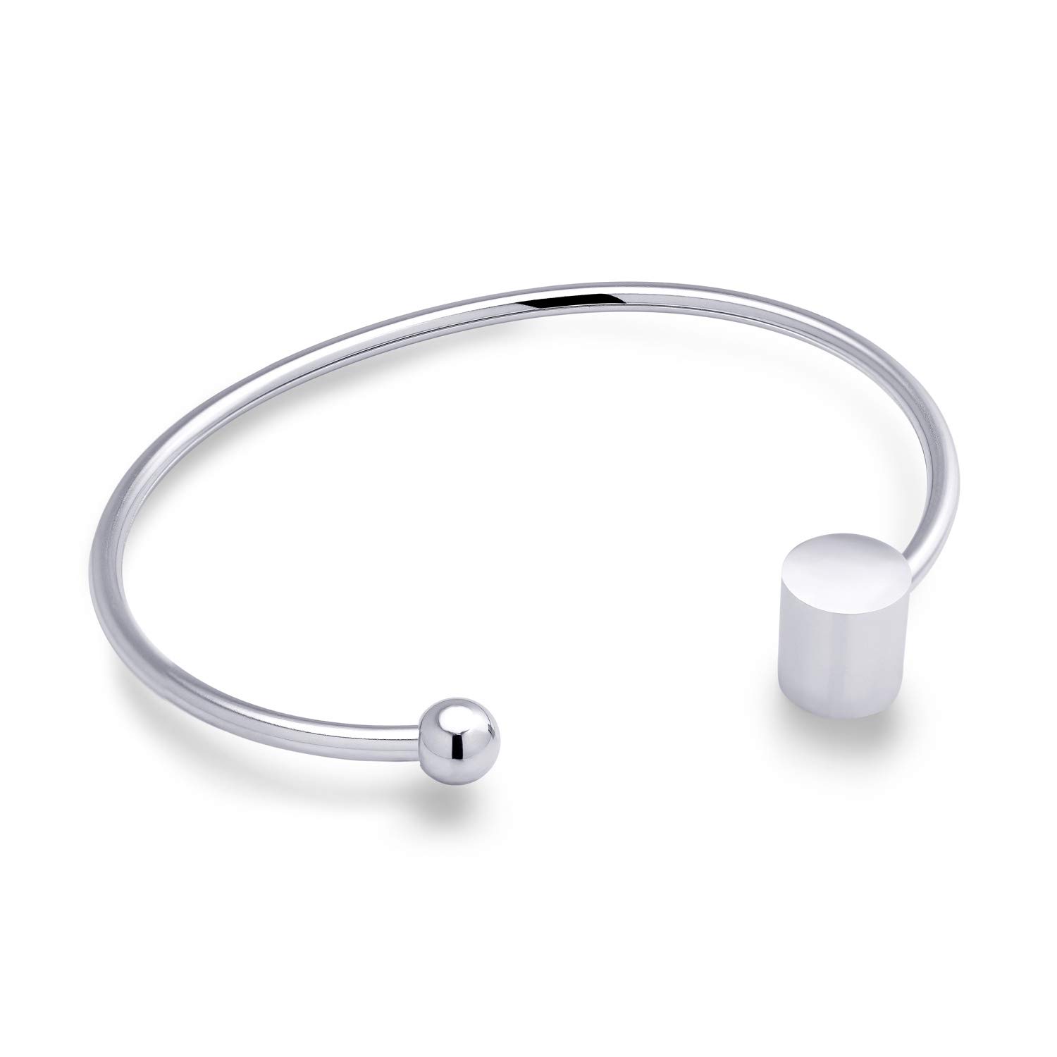 555Jewelry Stainless Steel Dainty Open Cuff Bangle Bracelet for Women & Girls Silver