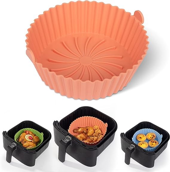 Glamifirsto-6.5"Air Fryer Air Fryer Silicone Liners, Round Silicone Air Fryer Basket, Reusable Air Fryer Silicone Baking Tray for Air Fryer, Non-Stick