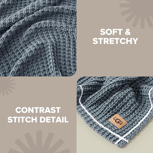 UGG Luna Knit Throw Cotton Chunky Soft Throw Blanket for Couch or Bed Cozy Washable Giftable Lightweight Blanket for Living Room or College Dorm, 50-inch x 70-inch, Imperial Blue