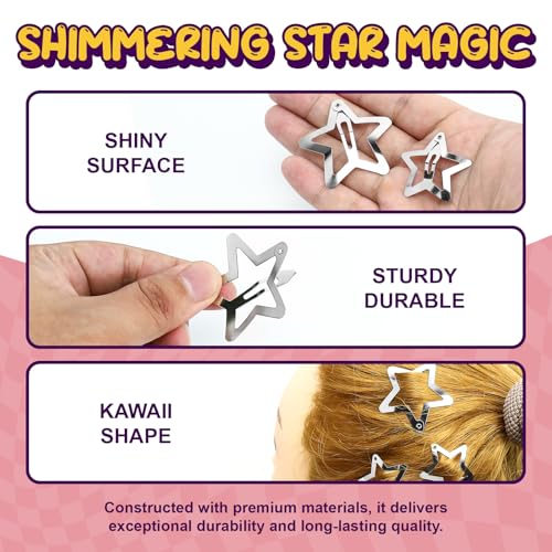 50 Pinzas para el Cabello Estrella de Metal Plateadas miniatura 7