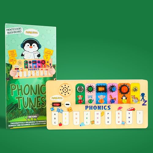 Image of Phonics Learning Board for Toddlers (2-5 Years) | Phonics Alphabet & Animal Sound Board| Montessori Educational Toy | Interactive Sound & Button Activity | Screen-Free Toddler Gift
