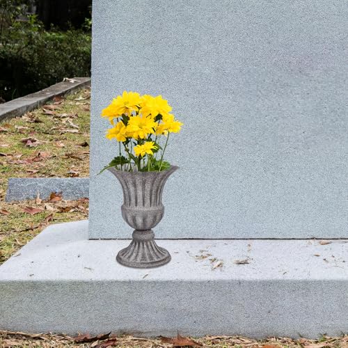 Jarrón de cementerio de metal resistente para decoración de lápidas 8