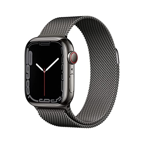 Apple Watch Series 7 (GPS + Cellular, 41mm) Graphite Stainless Steel Case with Graphite Milanese Loop (Renewed)