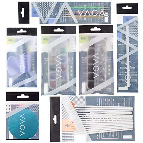 VAGA Manicure Set Nail Art Supplies Nail Kit 2 Boxes of 1500 Gemstones, Crystals, Gems, Stampers Scrapers, Stamping Plates, Dotting Tools, Nails Brushes and Rhinestones Decorations Picker Pencil