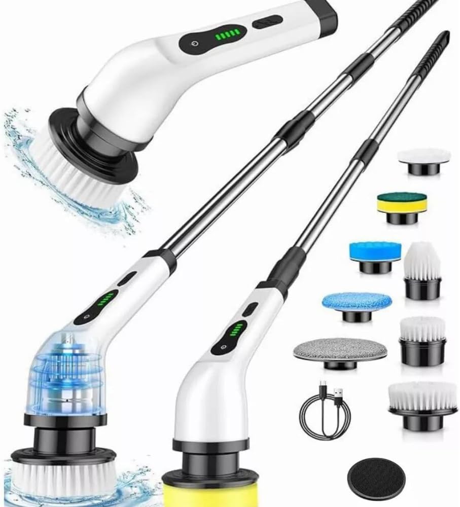 Escova Rotativa Mop Elétrico Sem Fio e com Velocidade Dupla - Esfregão Premium de Limpeza