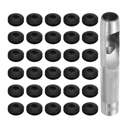QUARKZMAN 31 Stück Ösen Werkzeug Kit, Ösen Set 12mm Ösenzange Kunststoffösen Kunststoff Ösen Scheiben Rostfrei für LKW Abdeckplane Textil Vorhänge Zelte Sonnensegel Befestigungsclip, Schwarz