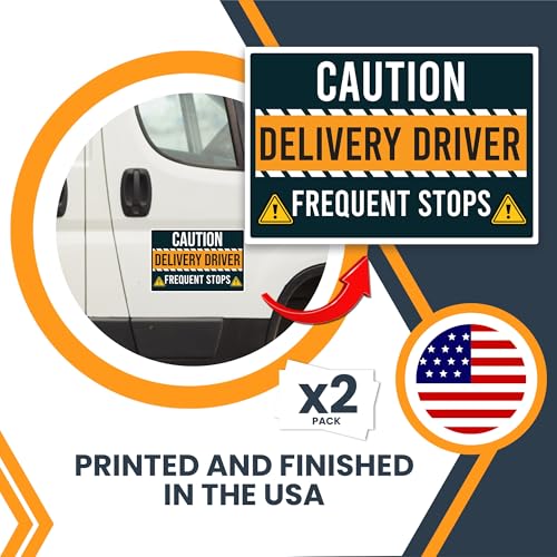 Image of Magnet Me Up Caution Frequent Stops Delivery Driver Magnet Decal, 2PK, Large 12x18 inch, Heavy Duty Automotive Magnet for Car, Any Magnetic Surface, Flex Delivery Driver, Crafted in USA