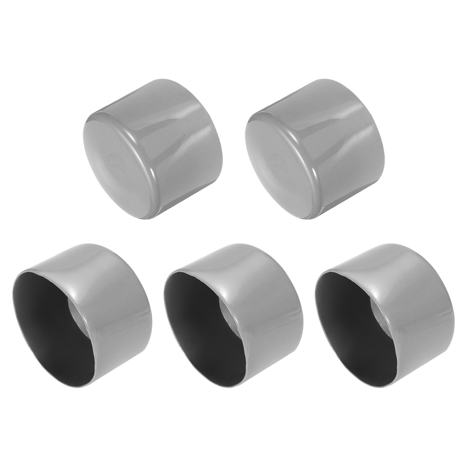 uxcell 5pcs Rubber End Caps 65mm(2.6 Inch) ID Vinyl PVC Round Tube Bolt Cap Cover Screw Thread Protectors Light Gray