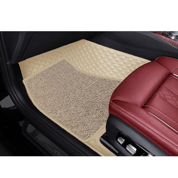 Image of NEXTA 7D Premium Faux Leather Custom Fitted Car Floor Mats for Tata Hexa 7 Seater II Double Stitching II 7 Layer Protection II 100% Waterproof & Washable - (Beige)