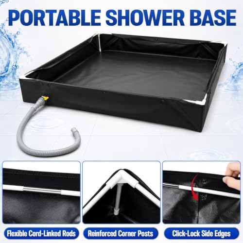 Sistema de ducha portátil mejorado con base plegable, tienda de privacidad para camping con calentador y luces LED, base exterior para RV, playa, baño de mascotas, lavado de autos y ducha interior miniatura 7